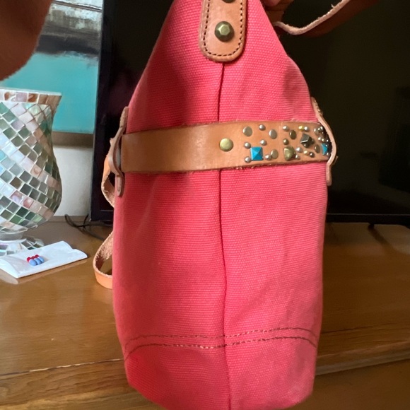 Lucky Brand Colexico Cayenne Color Canvas Studded Tote Crossbody - Picture 6 of 16